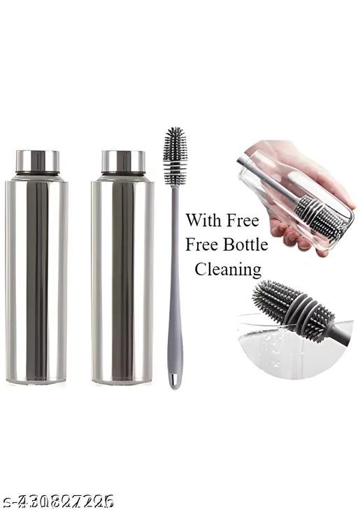 SHOPNJOY (Sports) Stainless Steel Fridge Water Bottle| Refrigerator| School| College| Gym & Sports Water Bottle 1000 ml (pack of 2)