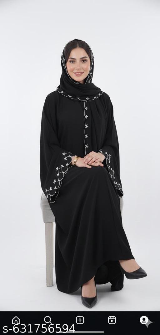 NEW TRANDY EMBROIDERY ABAYA WITH SAME HIJAB - Image 3