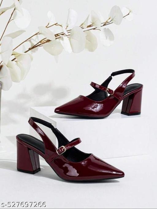 burgundy backless high heel pointed toe sandals new breathable chunky heel