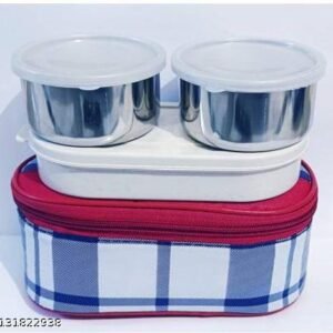 Tiffin Box with Bag for Office use, Student, Women, Men, Girls,  Multicolor as per  Stock Availability , Lunch Boxes (Blue), Set of 1