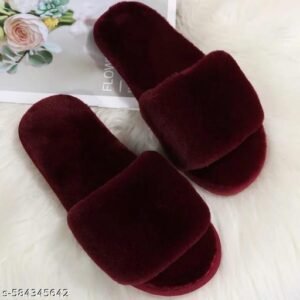 Mamta Creation Furr Maroon Newly lovely Premium Faux furr slippers super soft home slippers, summer slippers for women & girls || Flip-Flops & Sliders || Daily & Casual Wear || Indoor & Outdoor