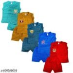 EDDYSTONE CLOTHING # Regular Boys/girls Dailywear sets ,#Sleeveless- tshirt set, #Summer wear,#Boys/girls Casual Tshirt and shorts sets#Diaper fit wear for kids,#long lasting fabric,#feel comfortable wear(Combo pack of 5pcs)