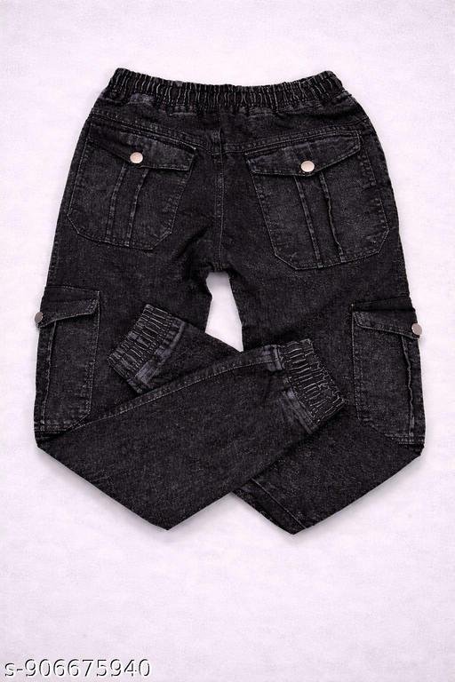 Stylish Black Cargo Joggers for Men with Drawstring & Side Pockets - Image 4