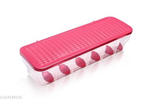 6-in-1 Masala Box for Kitchen, Airtight BPA-Free Plastic 6 Section Storage Container with 6 Spoons, 1800 ml Transparent Pickle Box for Spices, Dry Fruits, Snack (Pack of 1) (pink) - Image 5