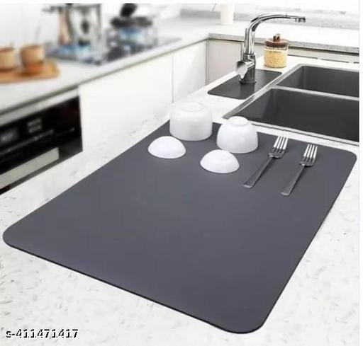 Silicone Dish Drying Mat for Kitchen | Water Absorbent Mat | Kitchen Mat for Wet Utensils | Dish Drying Mat | Water Absorbent mats for Kitchen Items (40 x 60 CM)