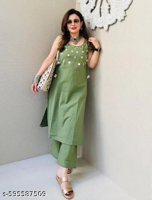 COTTON MIRROR KURTI WITH BOTTOM