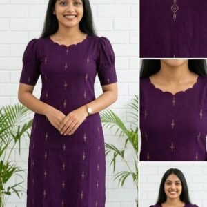 Women's Stylish Cotton Blend Kurti with Golden Print | Elegant Ethnic Wear Kurta for Casual & Festive Use