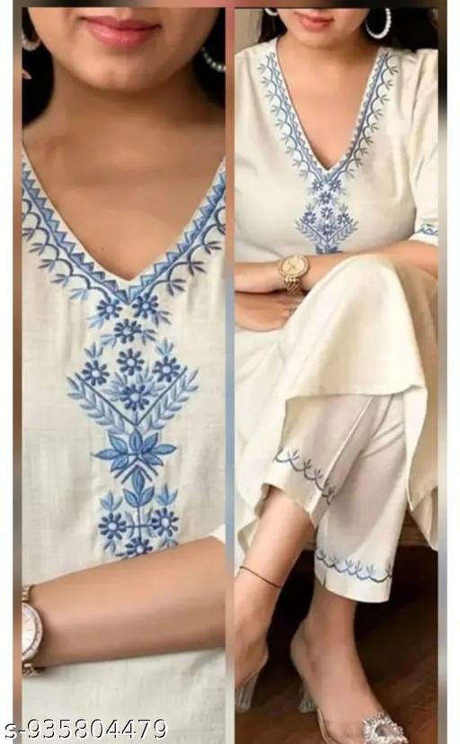 EMBRODRY COTTON KURTI SET