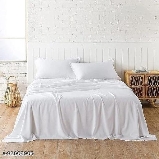 HRUDAYA HOME PRODUCT SOLID PLAIN DOUBLE BEDSHEET WITH 2 PILLOW COVER SIZE 90X100 (white ) - Image 3