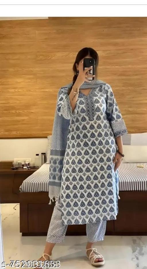 Vidusha printed soft cotton kurti set for women's. - Image 3