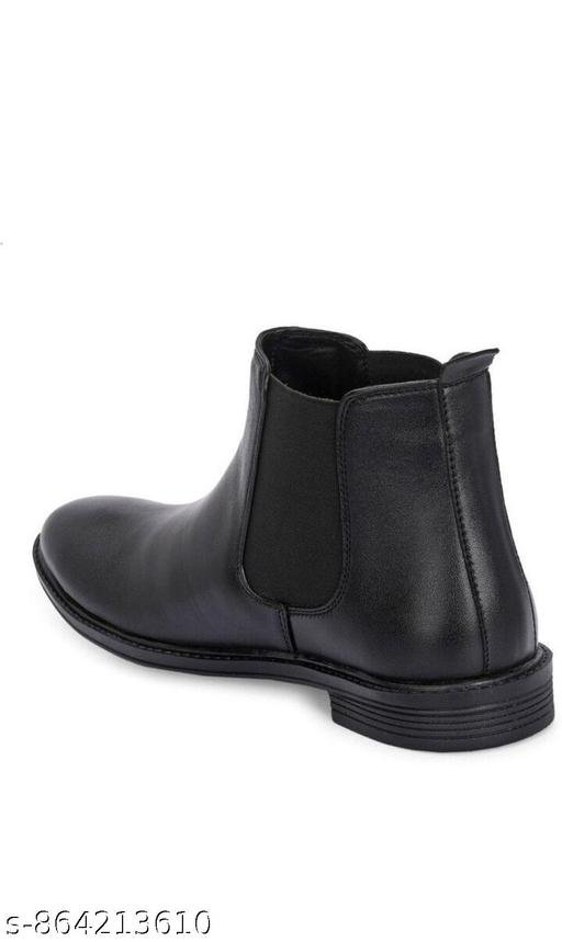 Men's and Boy's Trending Black Chelsea Boots|Ankle Boot |Men's High Ankle Slip On Outdoor Fashion Winter Stylish Formal and Semi Casual Boot Synthetic Leather Slip On Ankle Boots with Elastic Side Panel - Image 5