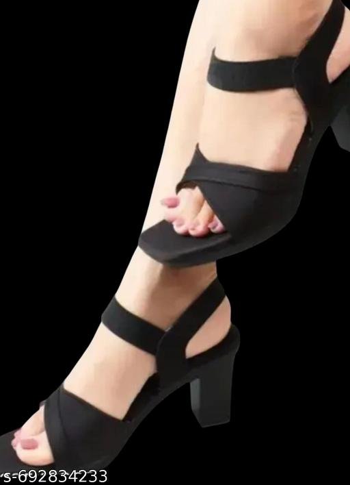 Amore Fashions Black k Elegance Block Heel Sandals for Women | Cushioned Comfort & Chic Party Wear - Image 4