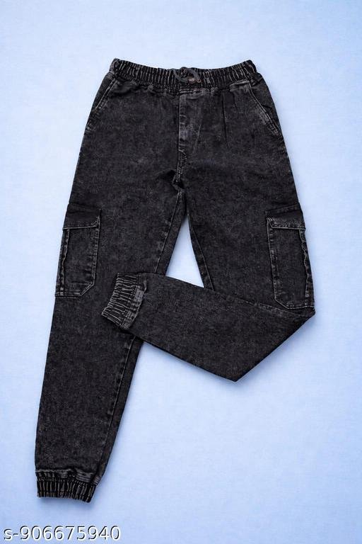 Stylish Black Cargo Joggers for Men with Drawstring & Side Pockets