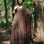 Women's Trandy V-Neck Thread Work A-Line Kurta With Trousers & Dupatta