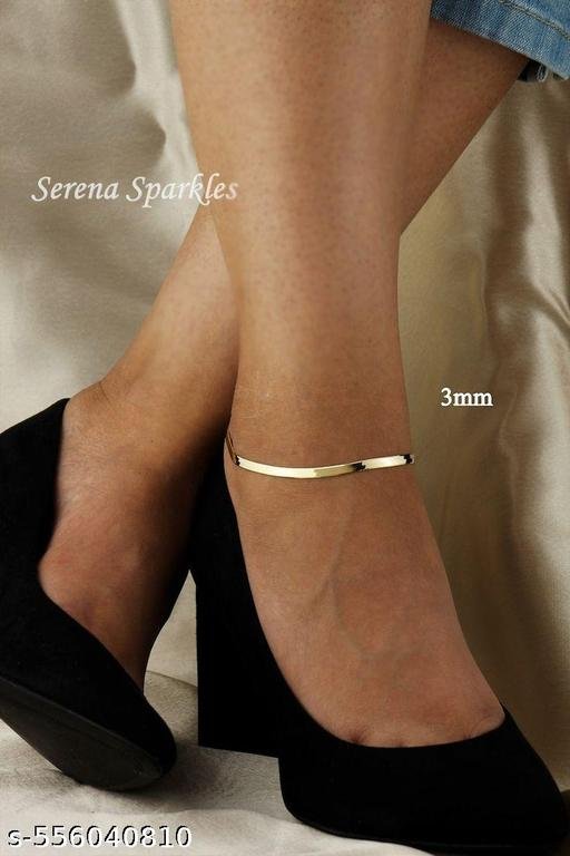 1 pcs Anklet Simple Fashion Stainless Steel Snake Bone Chain And Set, Gold Plated, Suitable For Festival Gift And Mother Day Gift - Image 3