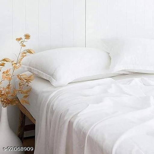 HRUDAYA HOME PRODUCT SOLID PLAIN DOUBLE BEDSHEET WITH 2 PILLOW COVER SIZE 90X100 (white ) - Image 5