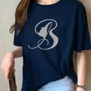 Graphic Print Women Round Neck Blue T-Shirt