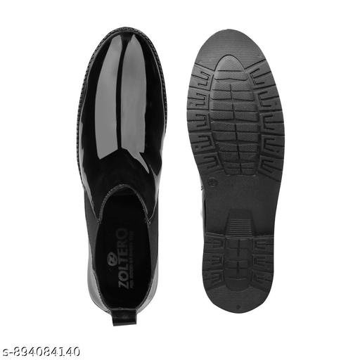 synthetic patent leather elastic side panels black patent Chelsea boots - Image 4