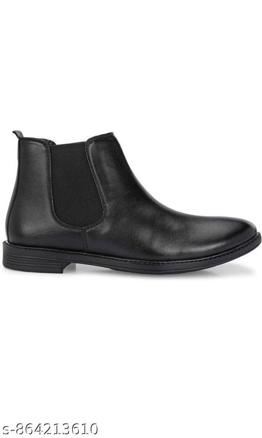 Men's and Boy's Trending Black Chelsea Boots|Ankle Boot |Men's High Ankle Slip On Outdoor Fashion Winter Stylish Formal and Semi Casual Boot Synthetic Leather Slip On Ankle Boots with Elastic Side Panel - Image 4