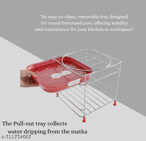 Premium Stainless Steel Matka Stand with Glass Holder | Rust Resistant - Image 3