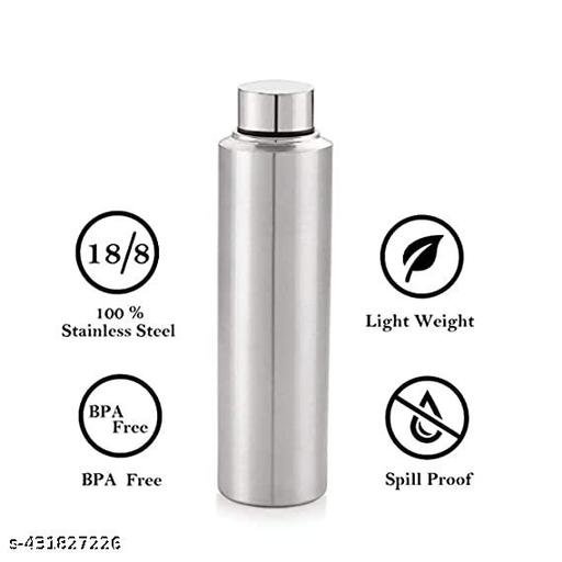 SHOPNJOY (Sports) Stainless Steel Fridge Water Bottle| Refrigerator| School| College| Gym & Sports Water Bottle 1000 ml (pack of 2) - Image 4