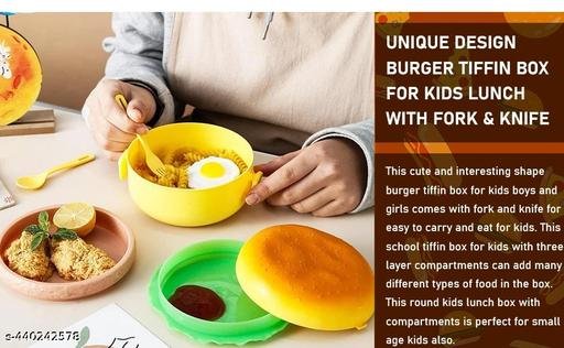 Burger Shape Lunch Boxes Reusable Freezer Safe Portion Snack box for Adults Kids 3 Containers Lunch Box - Image 5