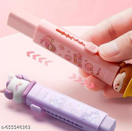 4 PCS SET OF Sliding Retractable Eraser Cute Erasers for Kids Push-Pull Rubber Eraser for Students Writing Office School Supplies - Image 4