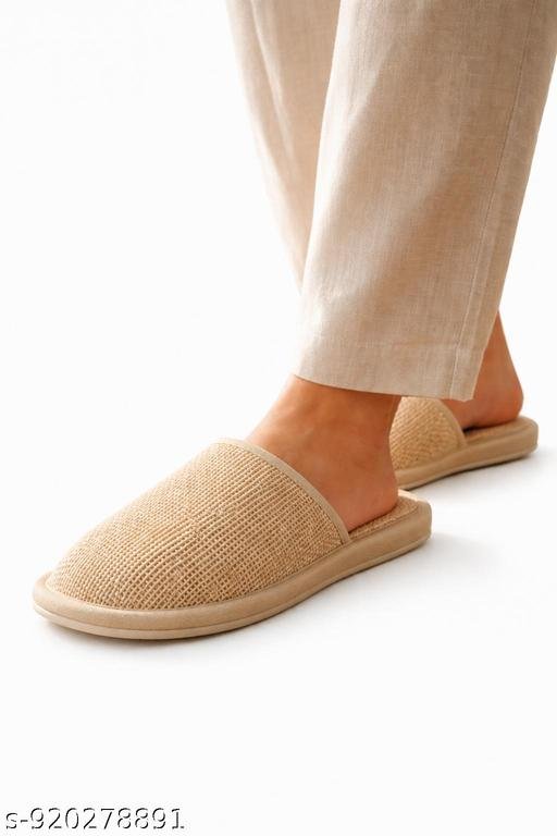 LUXORIA Luxury Woven Indoor Slippers | Soft Cushion Anti-Slip Home Footwear for Men & Women | Lightweight Breathable Bedroom Bathroom House Slippers (Beige) Pack of 1 - Image 5