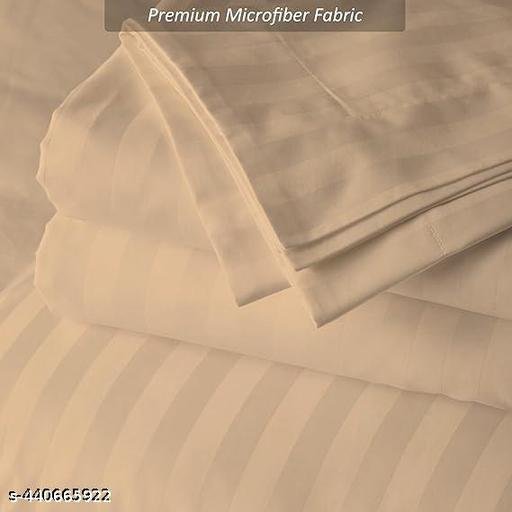 Parinika Fabs 400 TC 100% Cotton Satin Stripes Single Bed BedSheet - Premium Hotel Bedsheet and Pillow Cover Set for Hotels, Guest House (88x58 inch) (Beige) - Image 3