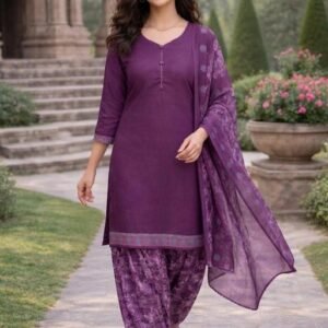Rajnandini Wine Cotton Blend Printed Ready to Wear Patiala Salwar Suit (Readymade_JOPLVSRW5226M26)