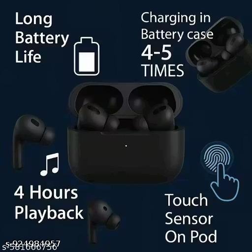 Wireless Bluetooth TWS Earphones | Powerful Bass | Touch Sensor | Portable Charging Case with active noiisecancellation (black) - Image 3