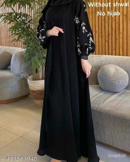 Burqa Abaya New Arrival Black New Elegant Trending Embroidery Nagab Fancy Designer Burkha No hijab Nida Burkha Set Kaftan Burkha Abaya Burkha for woman black burkha Naqab Full Burqa Abaya Black Abaya Kurti