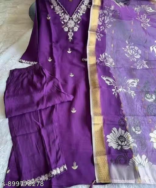 Fancy Kurti With Dupatta and Pant For Woman - Image 3