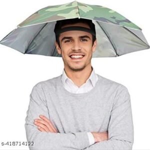 Kid's, Men/Women and Adults Cap Headwear Umbrella (Army) Soft Adjustable Elastic, Rain Protection Head Hat Umbrella (21 Inch) Pack of 1,Umbrella, Umbrella For kids, Umbrella for Men, Umbrella For Women