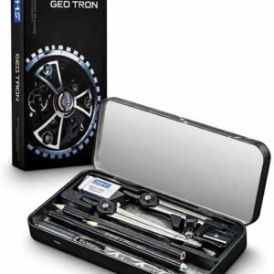 GEOTRON Geometry Box and Mathematical Drawing Instruments |Dual Side Tray |12 Instruments Included |Precise Screw Setting for Leg Lock