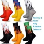 Premium Full Length Socks for Men & Women – Soft Cotton, Stretchable & Sweat Absorbent | Trendy Stylish Pattern, Casual & Sports Wear | Comfortable All Day Use (Pack of 5 Random Colours)