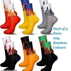 Premium Full Length Socks for Men & Women – Soft Cotton, Stretchable & Sweat Absorbent | Trendy Stylish Pattern, Casual & Sports Wear | Comfortable All Day Use (Pack of 5 Random Colours)