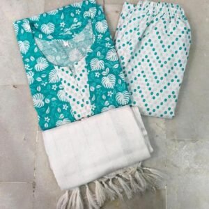 Printed, Cotton, kurti pant dupatta set for Women || Kurta set || kurta with pant and dupatta