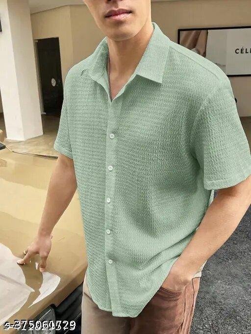 Shirt, , SHIRT, imported popcorn febric shirt, PRINTED shirt, casual shirt, formal shirt, party wear shirt, shirt for men, shirts, shirts for mens, office shirt, full sleeve shirt, solid shirt Men kurta type Shirts - Image 3