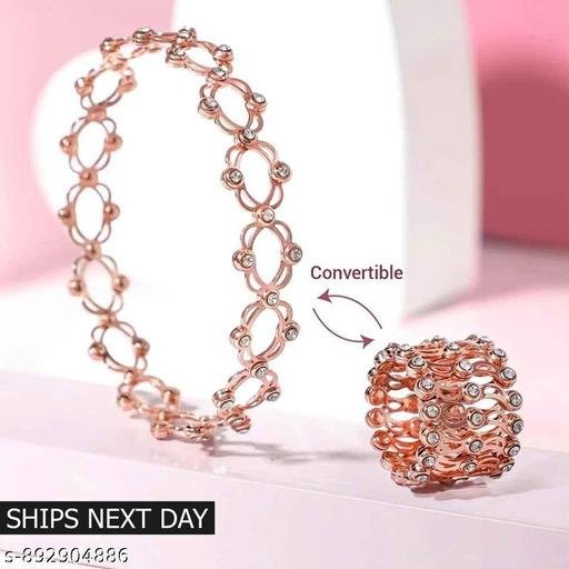 Silver Studded Supple Convertible Bracelet & Ring (RING Kada)