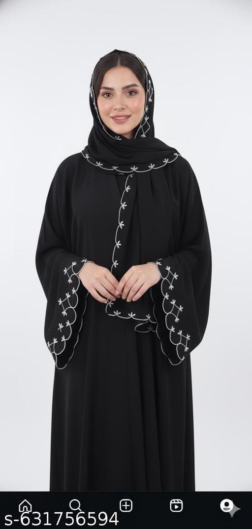 NEW TRANDY EMBROIDERY ABAYA WITH SAME HIJAB - Image 4