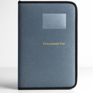 Document File Folder Set – A4 Size Faux Leather Office Organizer with 20 Transparent Sleeves (black Soft Jeans)