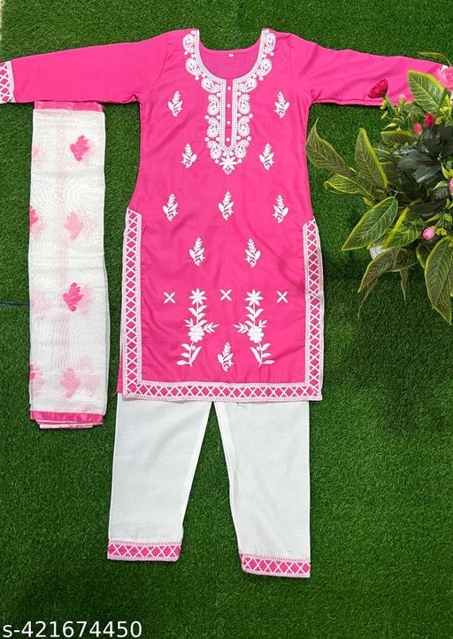 Stylish Chikankary Women Top & Bottom Sets - Image 3