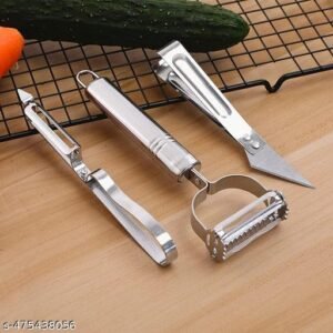 OXMEZA 3 in 1 Kitchen Vegetable and Fruit Peeler, Stainless Steel, Multifunctional Fruit Peelers with 3 Blades Stainless Potato Peeler Stainless Steel Shredder Slicer for Cabbage, Apple, Carrot (3 Pcs Set)