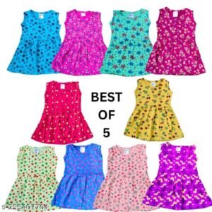 CHIRUK PREMIUM BABIES  COTTON FROCKS AND DRESSES [PACK OF 5]