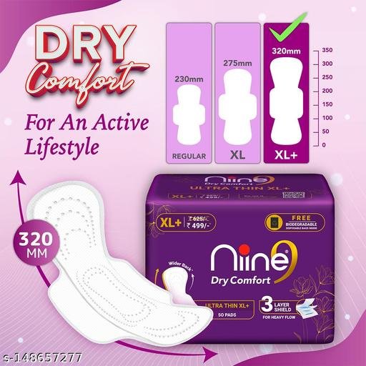 Dry Thin XL+ Sanitary Napkins With 3 Layer Shield for HEAVY FLOW, Free Biodegradable disposable bags inside,(Pack of 1) 50 Pads Count - Image 5