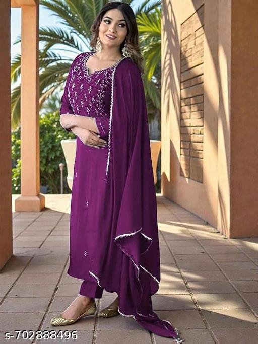 Exclusive Delight Multi Color Embroidered Kurta with Pant and Dupatta Pack Of 2 - Image 3
