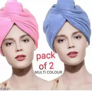 Polker Hair Towel Wrap Turban Microfiber, Hair Drying Towels Quick Dry Hair Hat Drying Shower Head Towels Wrapped Bath Cap Anti Frizz Hair Care Dryer Towel for Women Girl Wet/Long/Curly/Thick Hair Shower Caps heavy quality hair wrap towel (EXPORT QUALITY) (MULTICOLOR) Pack Of 2