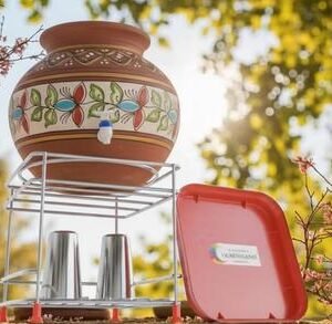 Premium Stainless Steel Matka Stand with Glass Holder | Rust Resistant