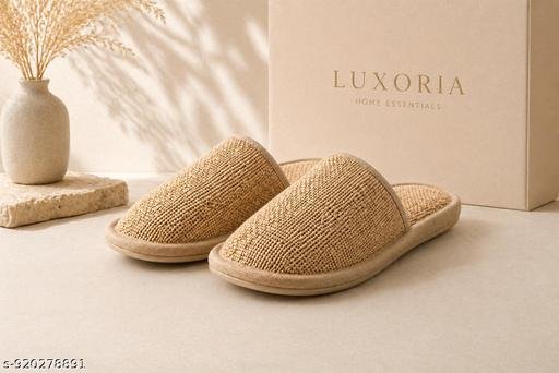 LUXORIA Luxury Woven Indoor Slippers | Soft Cushion Anti-Slip Home Footwear for Men & Women | Lightweight Breathable Bedroom Bathroom House Slippers (Beige) Pack of 1 - Image 3